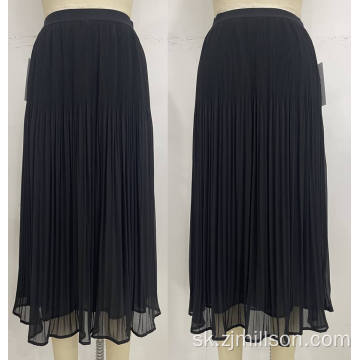 Tkaná letná čierna elastická skupina skladaná sukňa